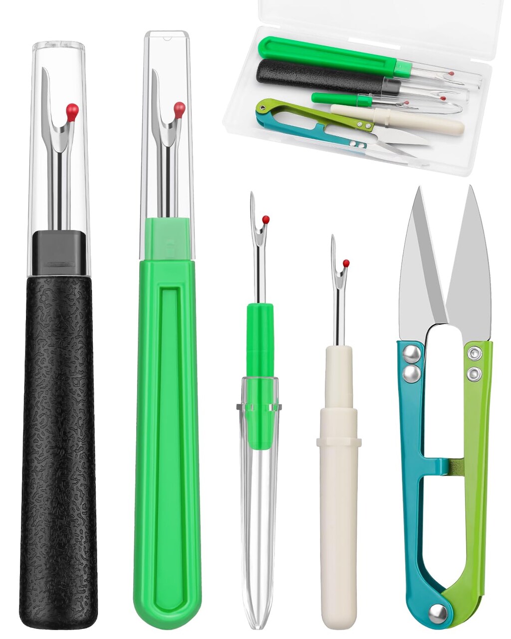 Seam Rippers for Sewing, 2 Big and 2 Small Stitch Remover Tools, Thread Ripper with Thread Snips for Sewing and DIY Craft